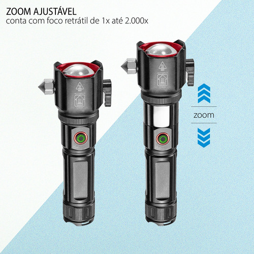 Kit 5 Lanternas Led Potente Tática Quebra Vidro Com Lâmina