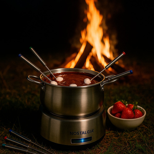 Fondue Inox Com Led Azul E Alças Térmicas