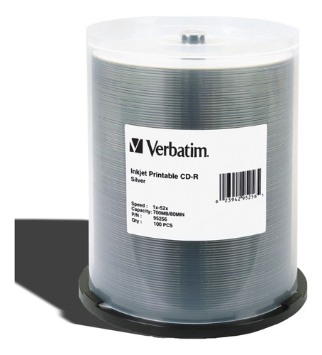 Cd-r Verbatim Printeable Silver 95256 C/100pz