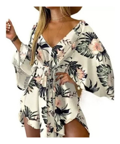 Hawaiano Irregular Floral Playa Mini Vestido Mujeres