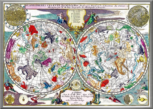 Cuadro Mapa Planisferio Celeste Constelaciones Siglo 18 1705