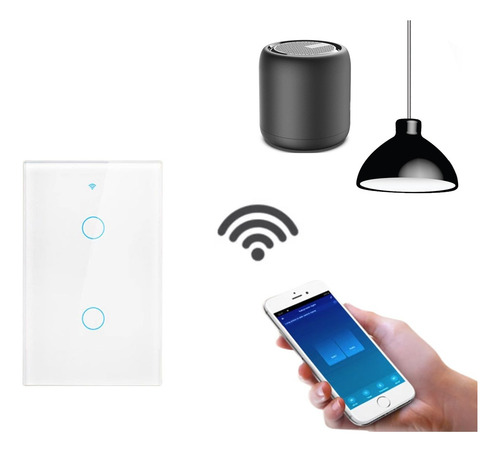 Interruptores De Luz De Pared Táctiles Wifi Smart, 2 Gang