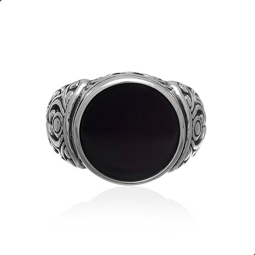 Imagem 1 de 4 de Anel Onix Natural, Prata 925. Fabricacao Propria - 11033613