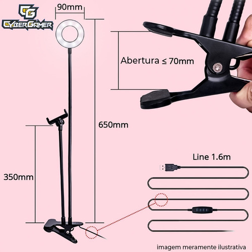 Imagem 5 de 6 de Ring Light Triplo Mesa C/ Suporte Celular Mic 3 Tons Leds
