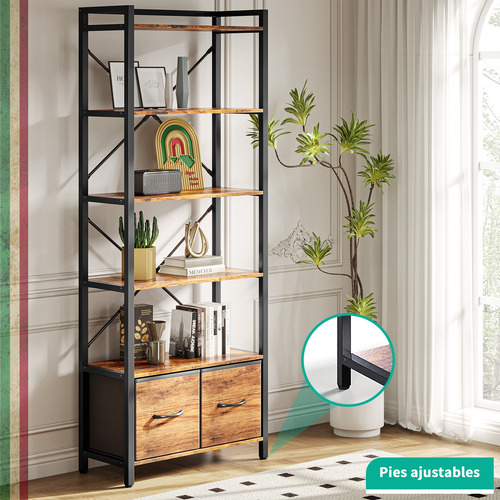 Librero De 6 Niveles De Estilo Industrial Con Cajón160*60*30