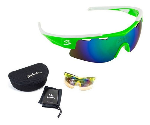 Gafas de ciclismo Spiuk Arqus Speed polarizadas con 3 lentes, color blanco y verde