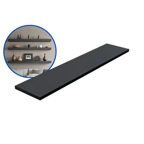 Prateleira Flutuante Invisível MDF Preto 70x15 cm Suporte 7kg Mod...