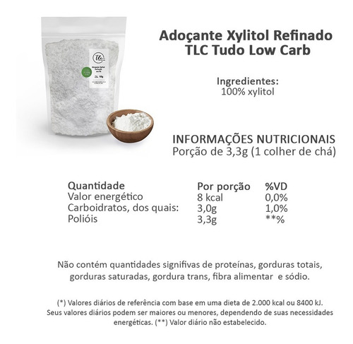 Xylitol Xilitol Refinado Pó 3kg Adoçante Natural 100% Puro