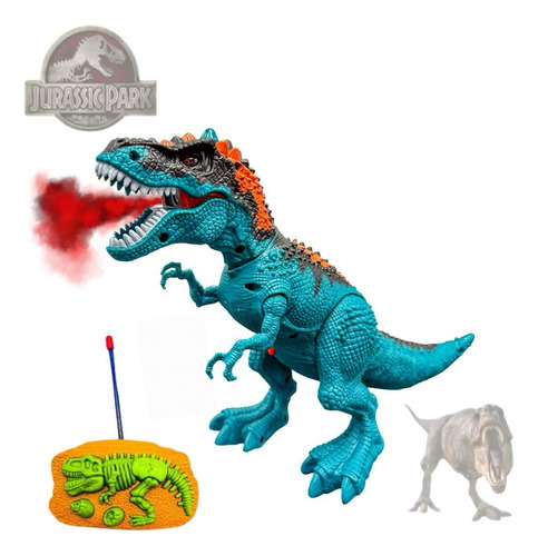 Brinquedo Dinossauro Rex Controle Remoto Anda Solta Fumaça