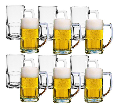 X12 Vasos Chop Bristol Cerveza Vidrio Nadir 340 Ml Bar Bazar