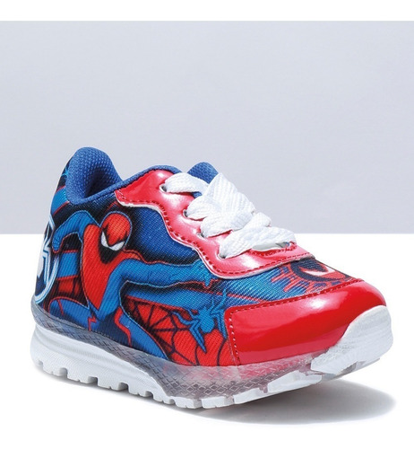 Tenis Niño Bebe Spiderman Rojos Y Azules Cordones Fareli