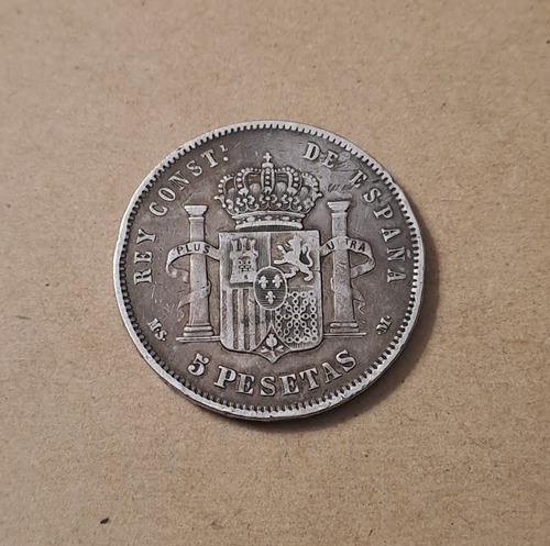 España Moneda 5 Pesetas 1885. Alfonso Xii. Usada