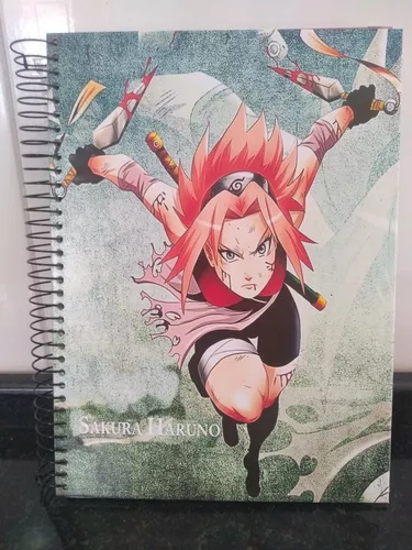 CADERNO ANOTAÇÕES KRAFT TIPO MOLESKINE 10X14 NARUTO KAKASHI SAKURA