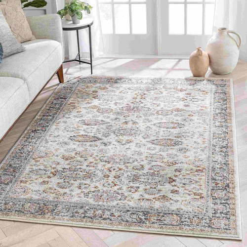 Alfombra Area Bohemia Patron Floral Oriental Marfil Vintage