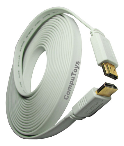 Cable Hdmi 1.4 3d Plano Blanco 5 Metros Computoys Sas