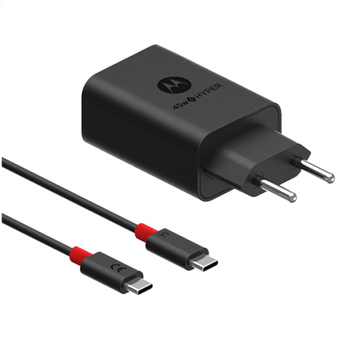 Carregador Turbo Power Motorola 45w Cabo Usb-c Preto