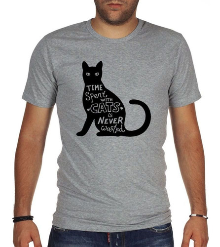 Remera De Hombre Time Spent With Cats Is Never Gatos Amor