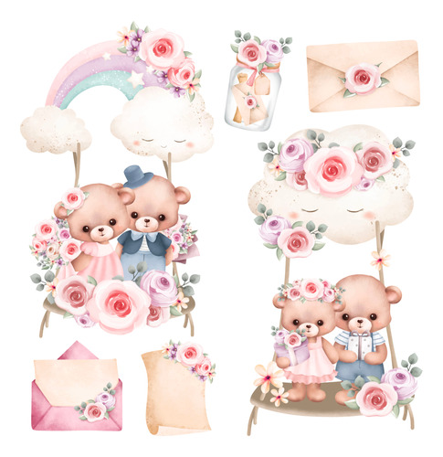 Clipart Bellos Osos Novios Acuarela 111