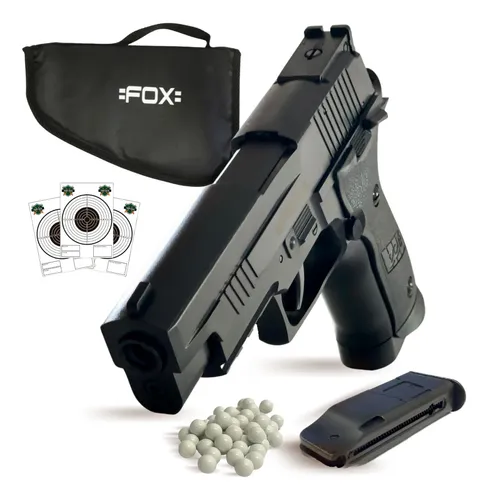 comprar Pistola Fox Resorte P226 Balines Airsoft Funda Blancos.