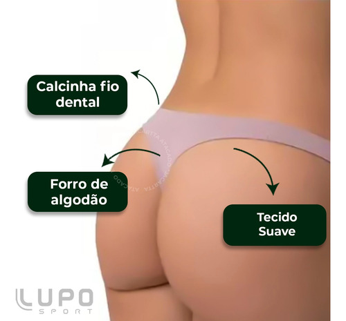 Calcinha Fio Dental Loba Lupo Microfibra Sem Costura 40600
