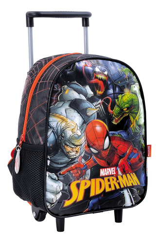 Spiderman Mochila Con Carro Jardin 12 PuLG Comic Marvel Edu Color Negro 38210 Diseño de la tela Estampado