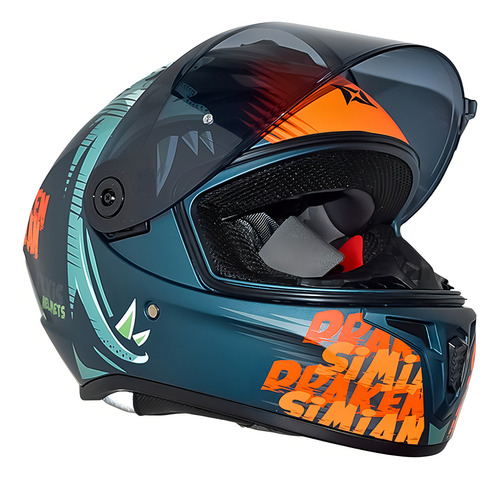 Casco para moto modular Axxis Draken verde y naranja simian talla L