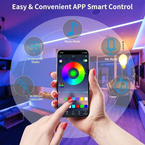 Imagen 6 de 7 de Tira De Focos Led C/control Remoto Wifi.32.8ft/10m(2 × 5 M)