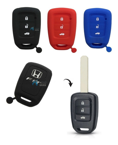 Funda Cubre Llave Silicona Con Logo Honda Fit 3 Botones