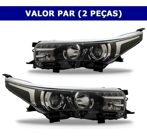 Par Farol Dianteiro Corolla 2014 15 16 2017 Cromado Com Led