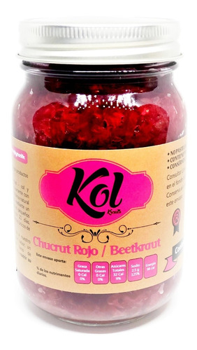 Kol Chucrut Rojo (col Lombarda Y Betabel) Caja 6 Frascos