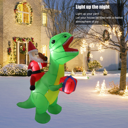 Inflable Con Forma De Dinosaurio Navideño, Decoración De Pat