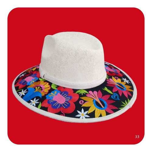 Imagen 2 de 7 de Elegante Sombrero Artesanal De Gamuza Bordado Mediano 4