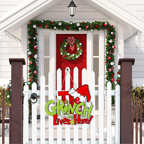 Neet Placa De Porta De Madeira Grinch Para Decoração De