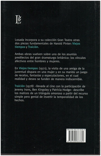 Imagen 2 de 3 de Viejos Tiempos-traicion/l - Pinter - Losada