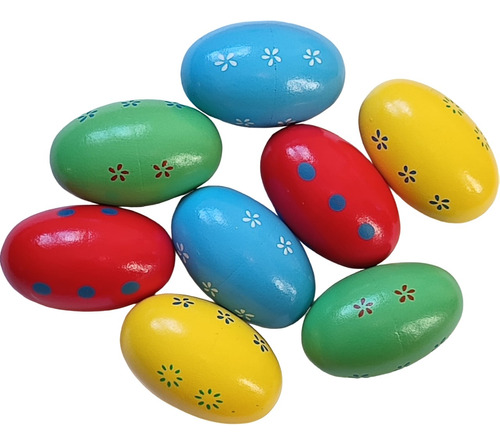 Huevitos Maracas Percusión Madera Color Souvenir Infantil