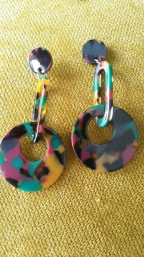 Aretes Acrilico De Moda Hermosos Mosaico Colorful