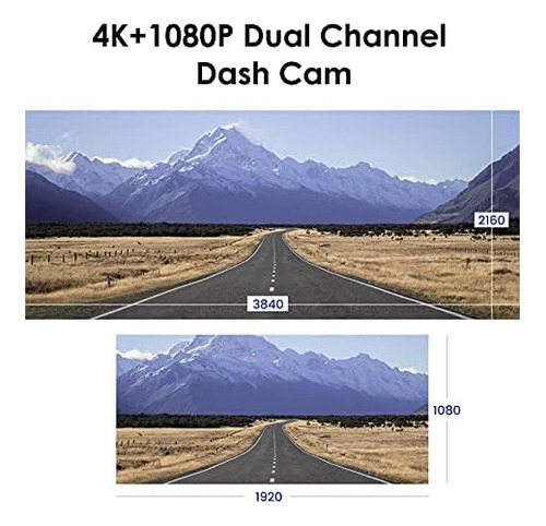 4k Dual Channel Dash Cam, Built-in Wi-fi Gps, 4k + 1080...