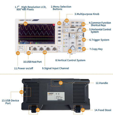 Owon Osciloscopio Digital Sds1104 De 100 Mhz, Osciloscopio D