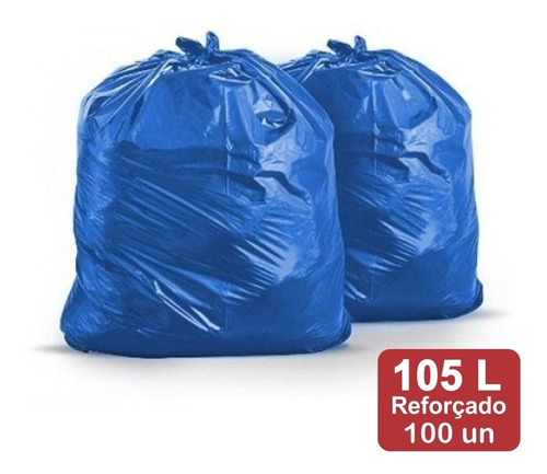 Saco De Lixo 105 Litros Azul Reforçado 100un Plast Veneza