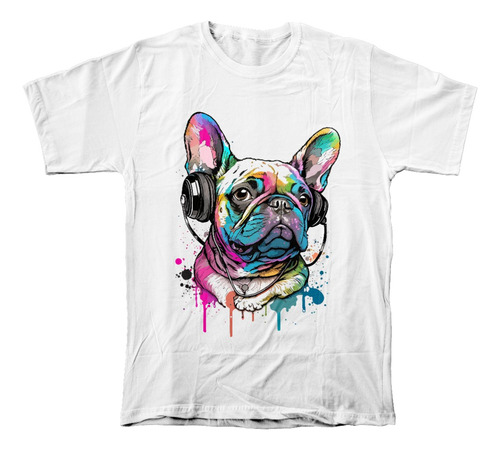 Camiseta Algodón Peinado Con Estampado De Bulldog Francés