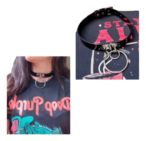 Choker Símil Charol Doble Argolla Gargantilla Rock Punk 