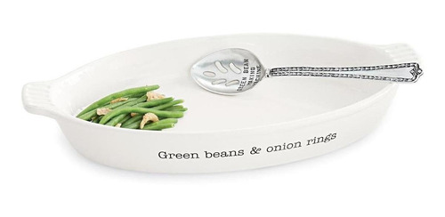 Set Platon/cuchara Mud Pie Green Bean Circa Blanco