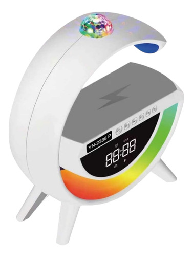 Lampara De Mesa Forma G Cargador Radio Bocina Bluetooth