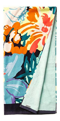 Vera Bradley Toalla De Playa, Flores Felices, Talla Unica