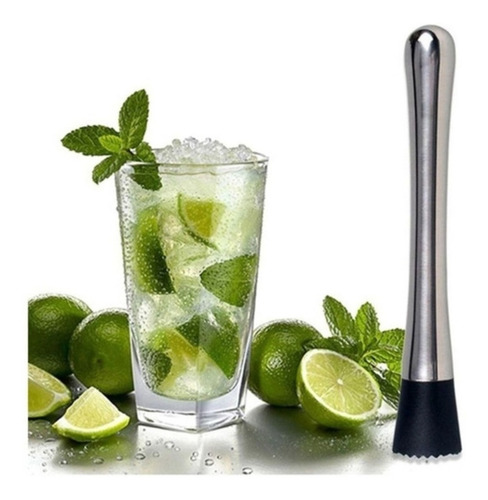 Socador Para Caipirinha Frutas Em Aço Inox - Top Util - 21cm Cor Prateado