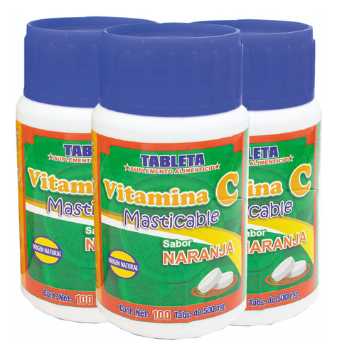 Kit 3 Suplemento Alimenticio Vitamina C Sabor Sin Sabor