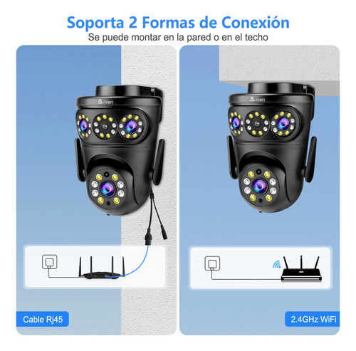 Ation® 15mp Triple Lente Cámara De Seguridad Exteriores 2k Visión Nocturna A Color Completo Seguimiento Móvil Alarma Móvil Llamada Bidireccional Protección Ip66