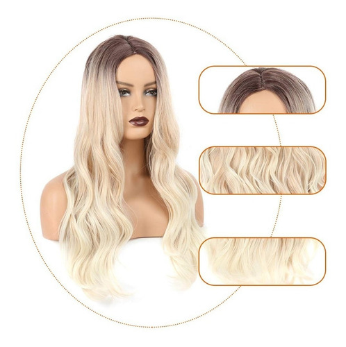 Imagen 5 de 8 de ! Peluca 60cm Rubio Oscuro Pelo Liso Color Natural !