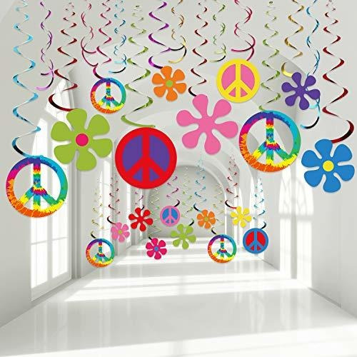 60's Hippie Theme Party Foil Swirl Decoraciones, 60s 492le