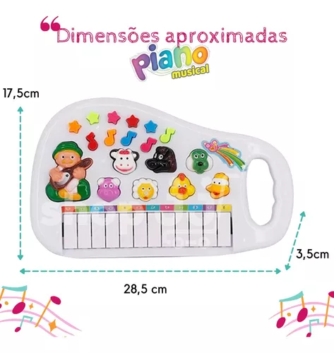 Teclado Piano Infantil Menino Menina Luz Som De Bicho Animal no Shoptime
